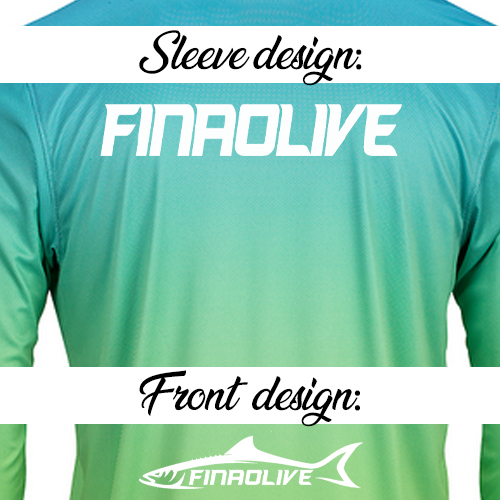 Unisex FINAO Aqua Blue/Lime Green Performance Fishing Shirt | FINAO_Aqua_Blue_Lime_Green_Performance__Sleeve_Art_FINAOlive_copy.jpg