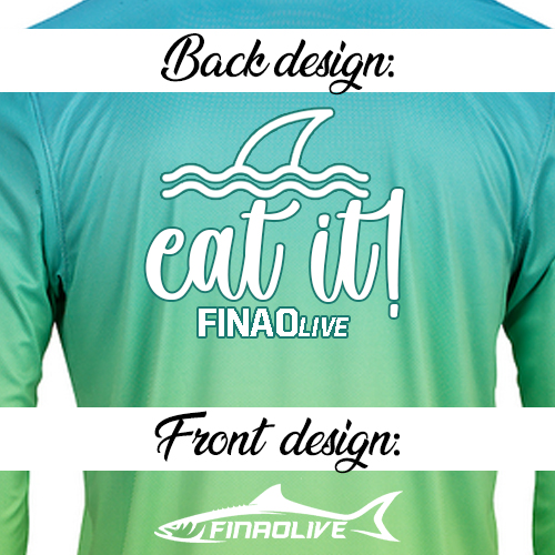 Unisex FINAO Aqua Blue/Lime Green Performance Fishing Shirt | FINAO_Aqua_Blue_Lime_Green_Performance__Eat_It.jpg
