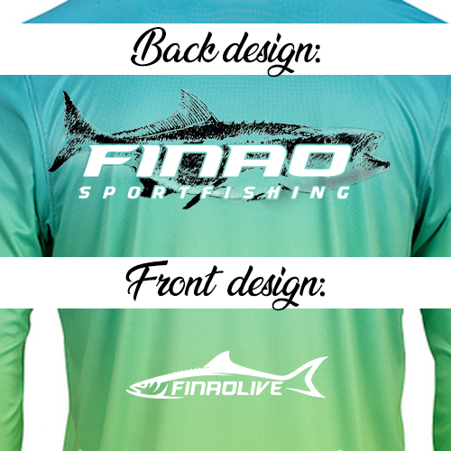 Unisex FINAO Aqua Blue/Lime Green Performance Fishing Shirt | FINAO_Aqua_Blue_Lime_Green_Performance_Cobia_Sketch.jpg