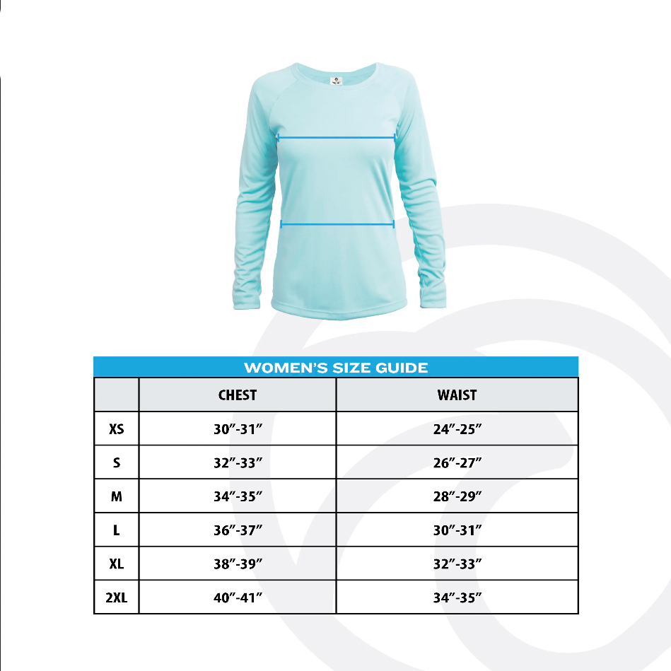 Ladies Pink UV Performance Fishing Shirt | Womens_Fishing_Shirt_Sizing_Chart.jpg