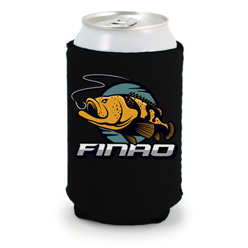 Black Coozies - Choose Your Graphic | goldgrouper_black_koozie.jpg