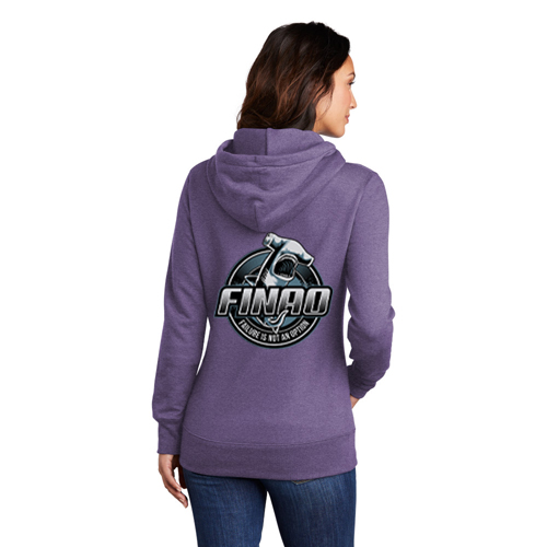 Ladies FINAO Fleece Pullover Hooded Sweatshirt | FINAO_Ladies_Purple_Shark_Turn.jpg