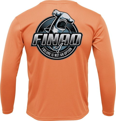 Citrus Orange Long Sleeve Fishing Shirt | FINAO_Citrus_Performance_Fishing_Shirt_Shark_Turn.jpg
