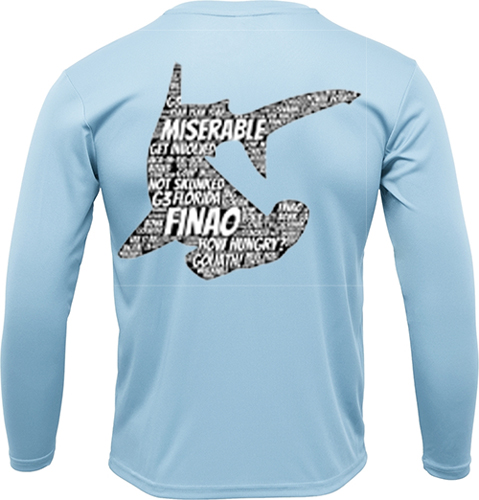 Carolina Blue Long Sleeve Fishing Shirt | FINAO_Carolina_Blue_Performance_Fishing_Shirt_Word_Art_Hammerhead.jpg