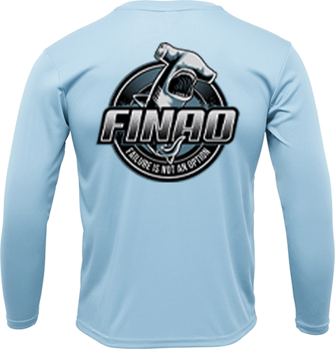 Carolina Blue Long Sleeve Fishing Shirt | FINAO_Carolina_Blue_Performance_Fishing_Shirt_Shark_Turn.jpg
