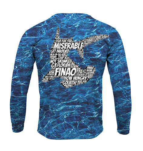 Blue Water Long Sleeve Fishing Shirt | FINAO_Blue_Water_Performance_Fishing_Shirt_Word_Art_Hammerhead.jpg