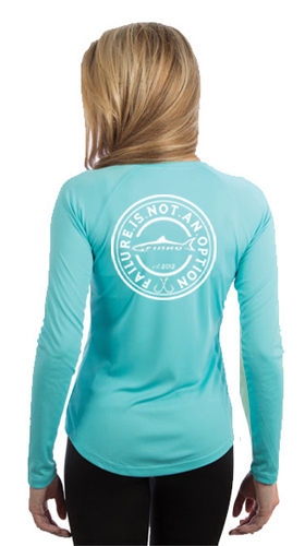Ladies Long Sleeve Water Blue UV Solar Shirt | FINAO_Water_Blue_UV_Performance_Fishing_Long_Sleeve_Shirt_Vintage_White.jpg