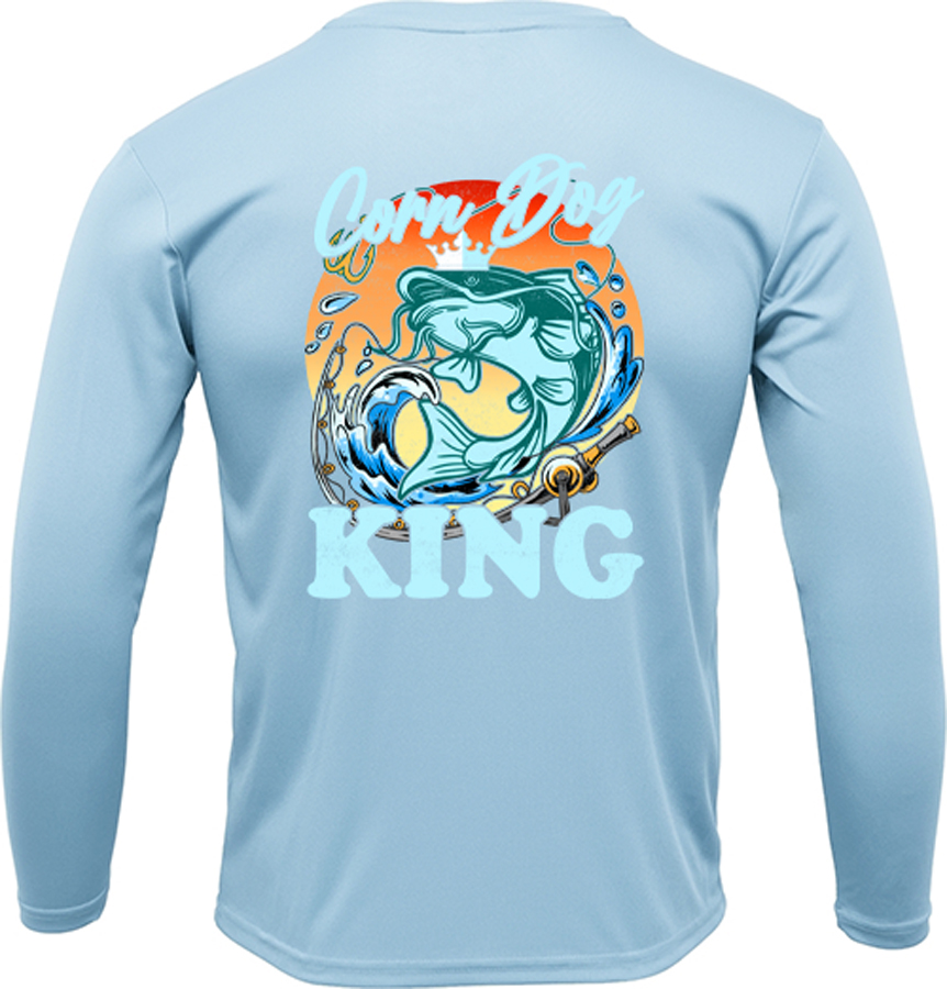 Carolina Blue Long Sleeve Fishing Shirt | FINAO_Carolina_Blue_Performance_Fishing_Shirt_Corn_Dog_King.jpg