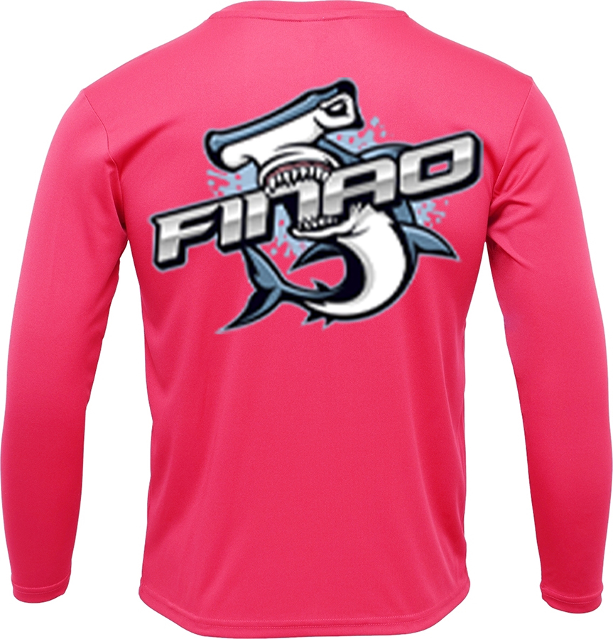 Neon Pink Long Sleeve Fishing Shirt | FINAO_Fishing_Apparel_Long_Sleeve_Neon_Pink_Performance_50UPF_Shirt_Shark_Bite.jpg